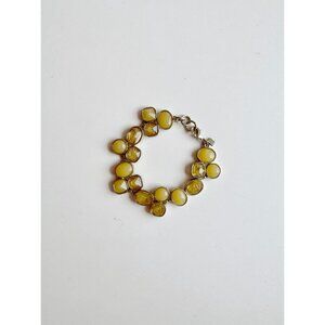 BANANA REPUBLIC Silver Tone Yellow Faceted Stone Cluster Bracelet